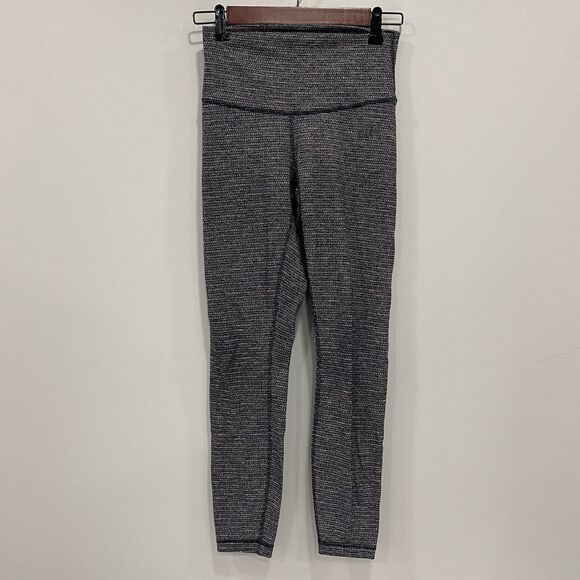 LULULEMON 4 Heathered Black Herringbone Wunder Under 26” Ankle Leggings Thick - Picture 11 of 14